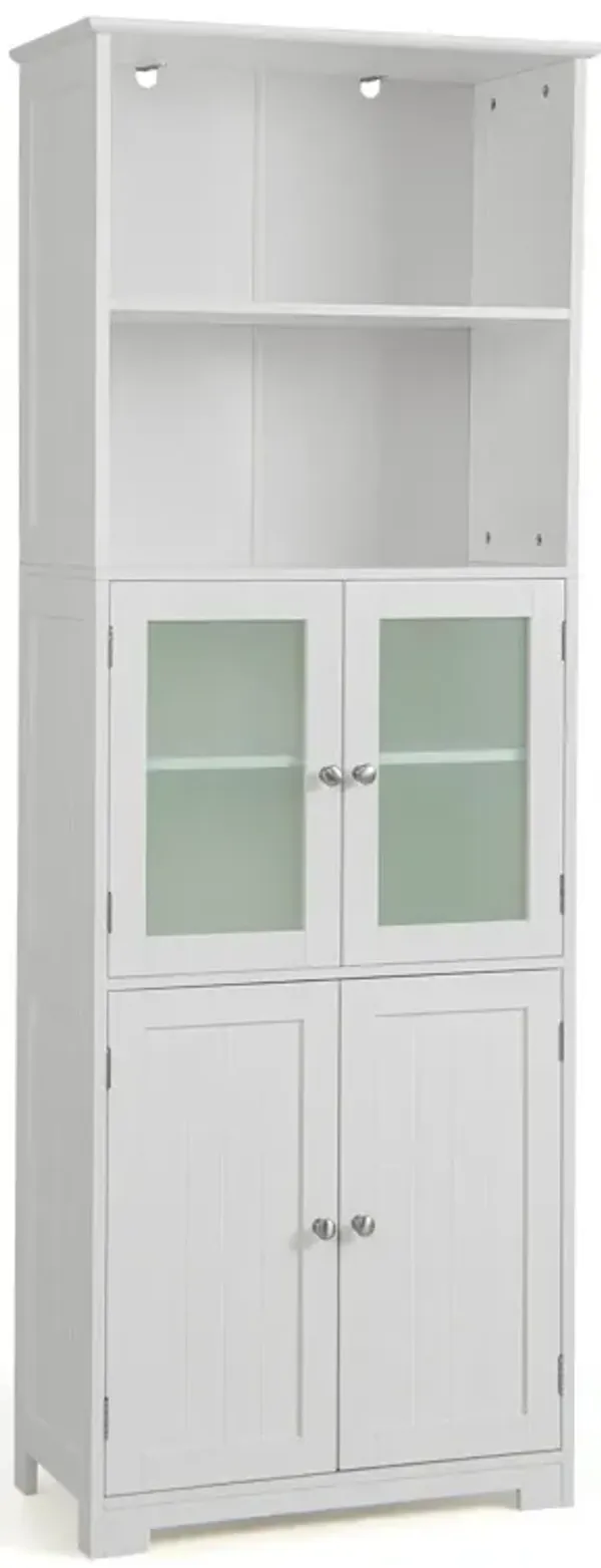 6-Tier Bathroom Cabinet with Open Storage and Adjustable Shelves – Freestanding Design