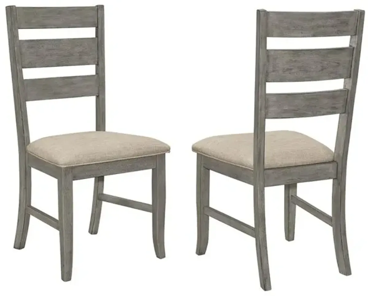 **SET OF 2** Upholstered Side Chairs with Ladder Back, Dark Grey