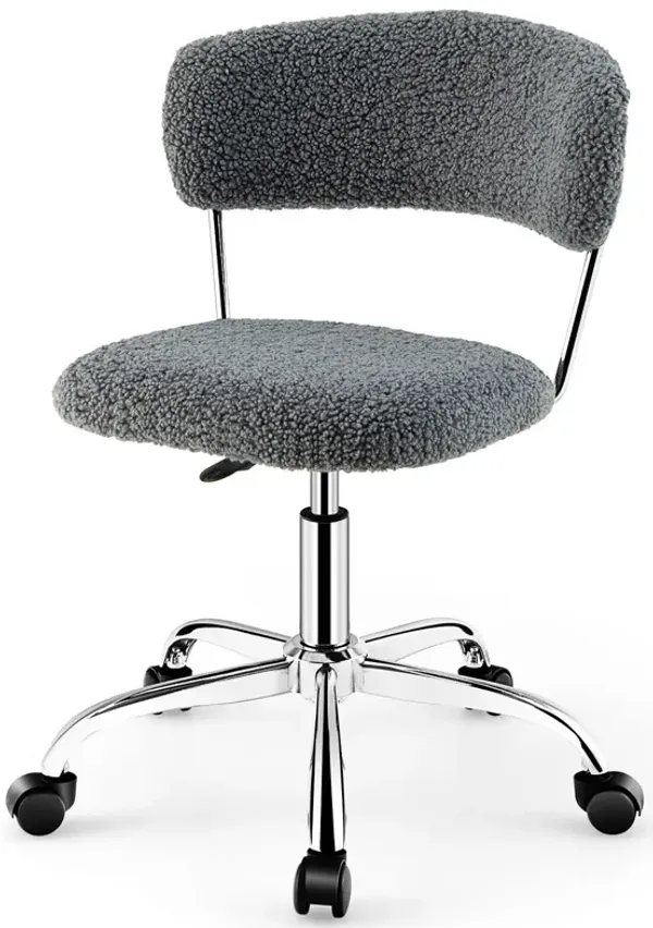 Costway Computer Desk Chair Adjustable Faux Fur Office Chair Swivel Vanity Chair White