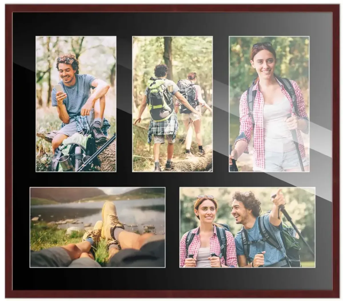 12x14 Wood Collage Frame with a Black Mat for 4x6 Pictures