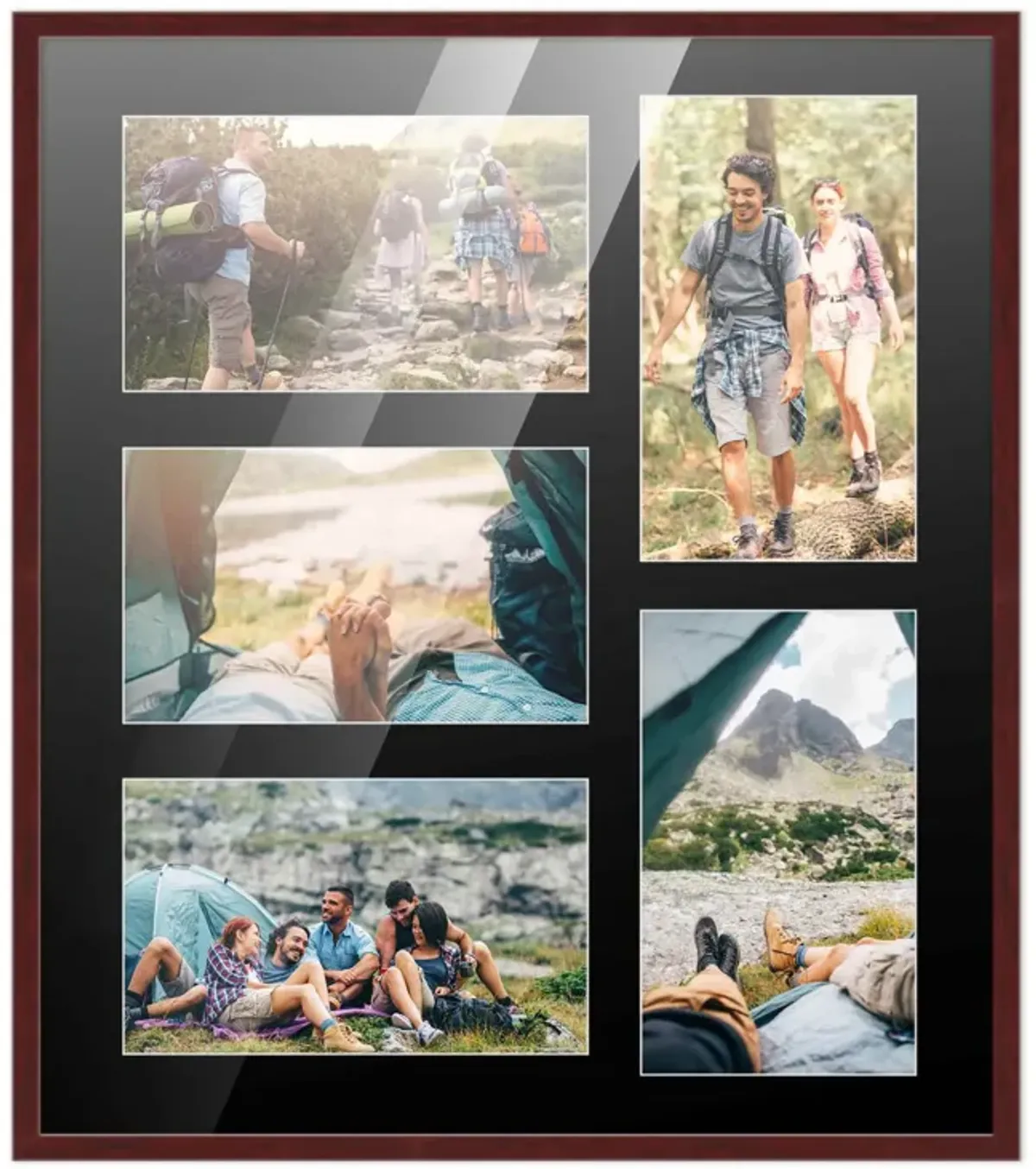 12x14 Wood Collage Frame with a Black Mat for 4x6 Pictures
