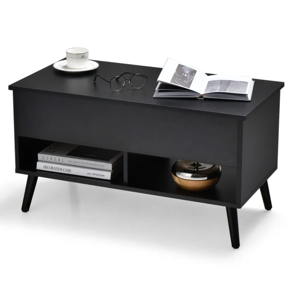 Lift Top Coffee Table with Hidden Compartment and 2 Storage Shelves