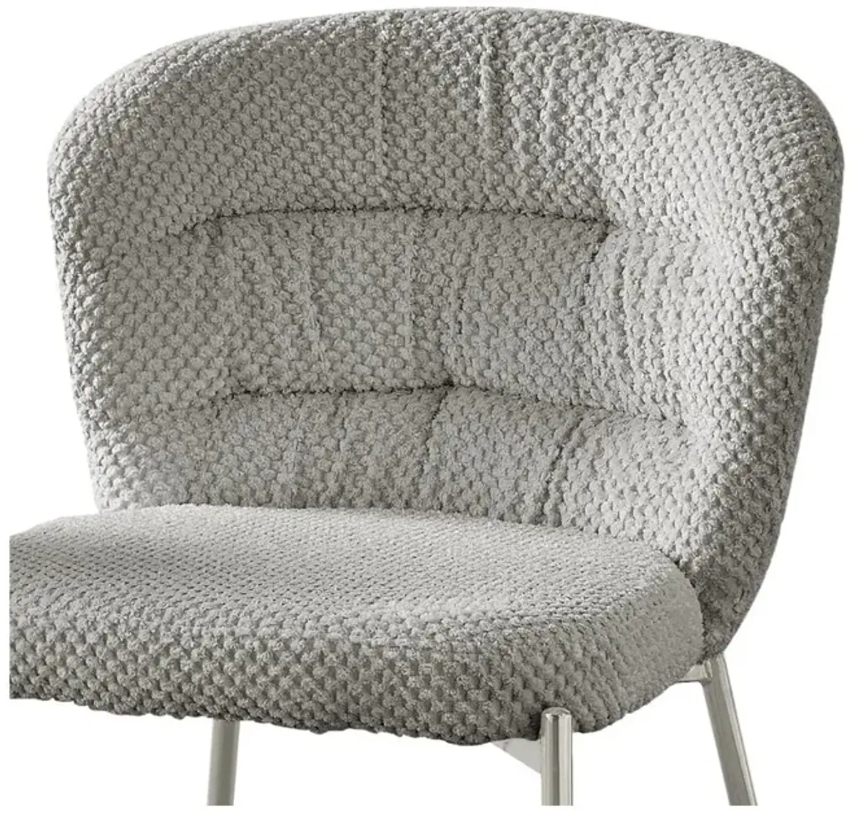 Best Quality Furniture Gray Fluffy Fabric With Silver Base, Set Of 2