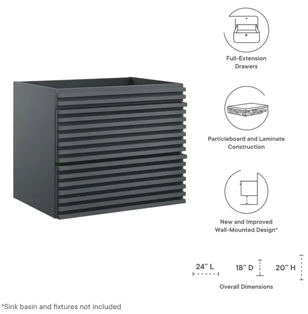 Render 24" Wall-Mount Bathroom Vanity Cabinet