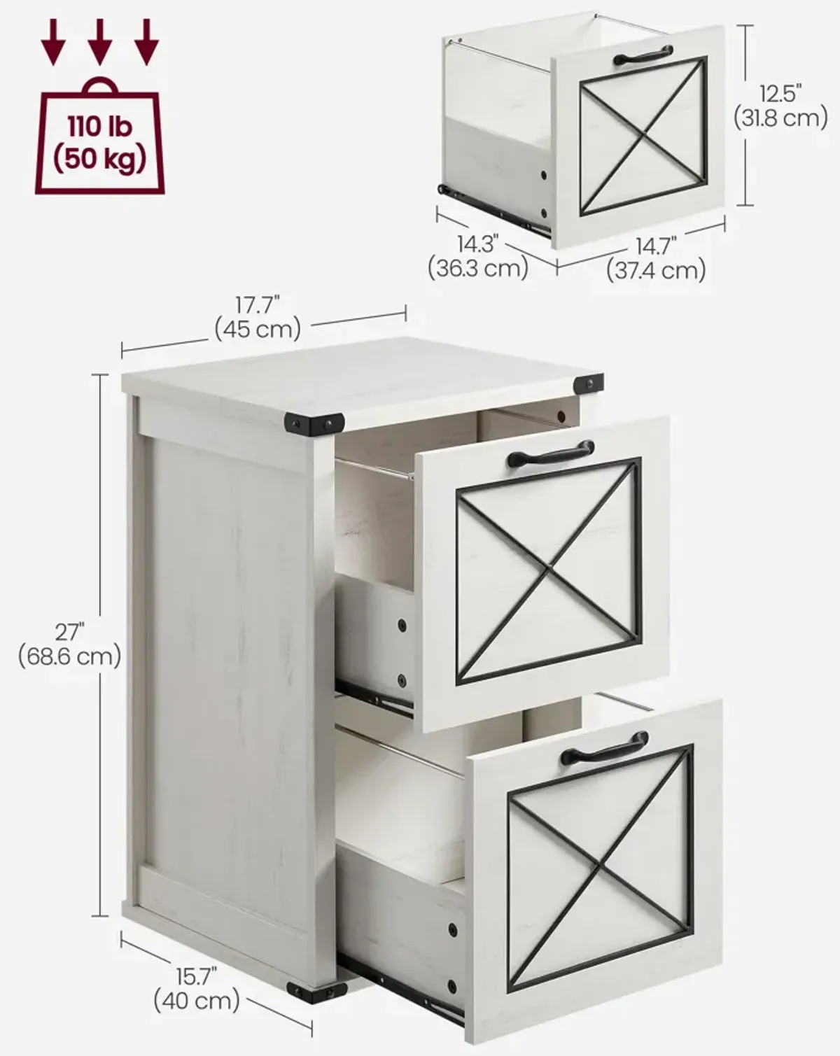 2-Drawer File Cabinet Space-Saving Storage for Home or Office Organization