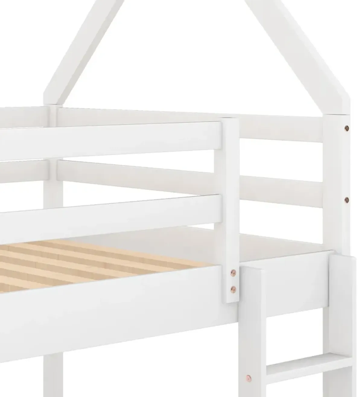 Merax Low Bunk Bed House Bed with Ladder