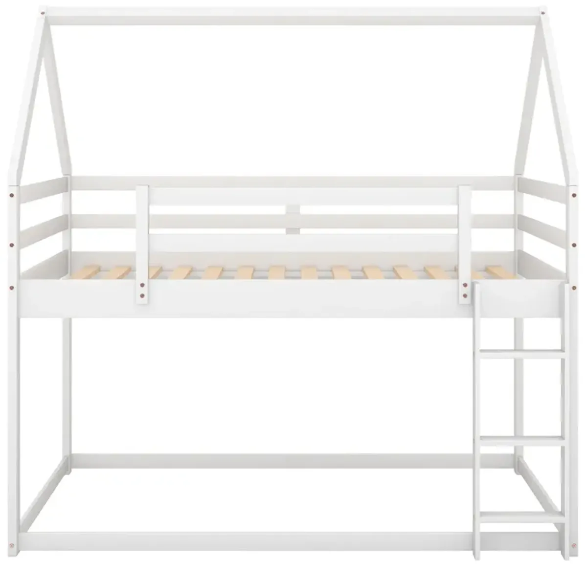 Merax Low Bunk Bed House Bed with Ladder