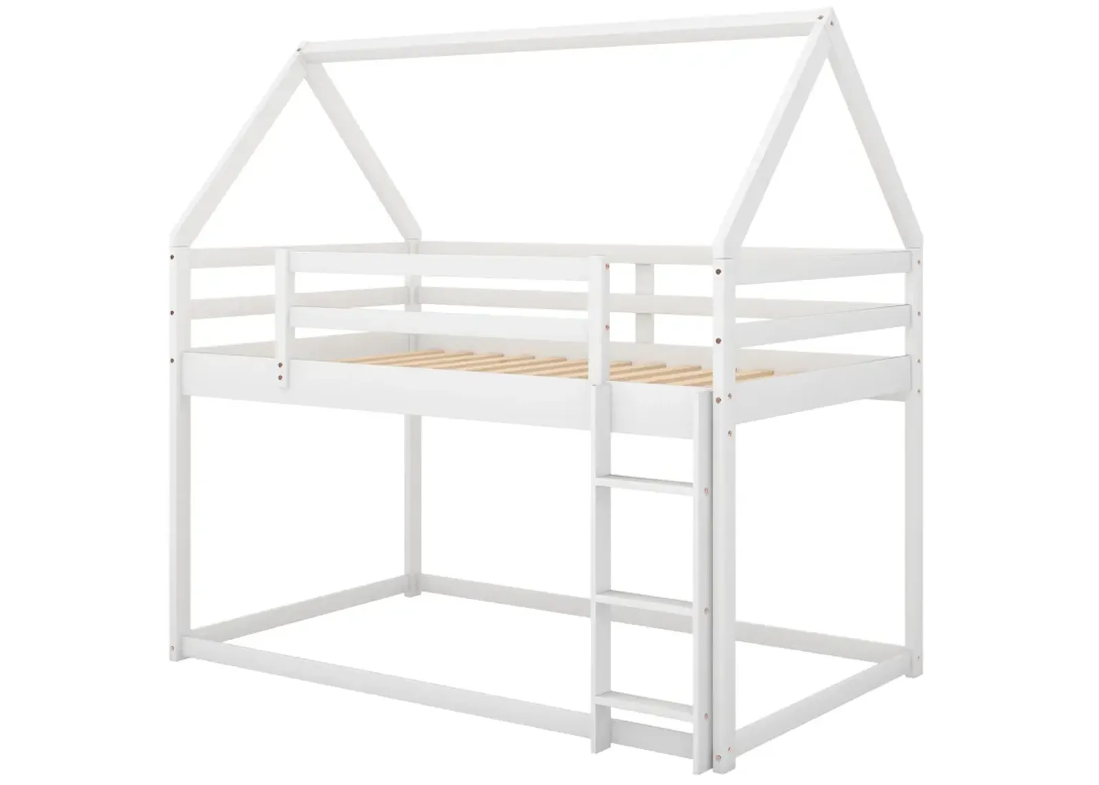 Merax Low Bunk Bed,House Bed with Ladder