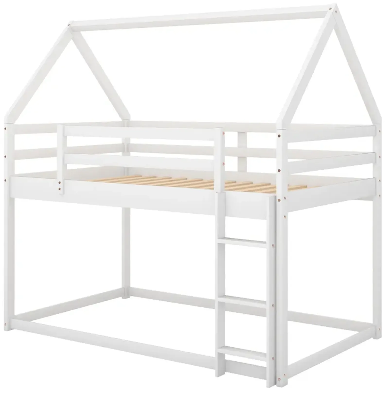 Merax Low Bunk Bed House Bed with Ladder