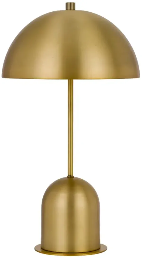 20 Inch Metal Accent Table Lamp with Dome Shade, Brass - Benzara