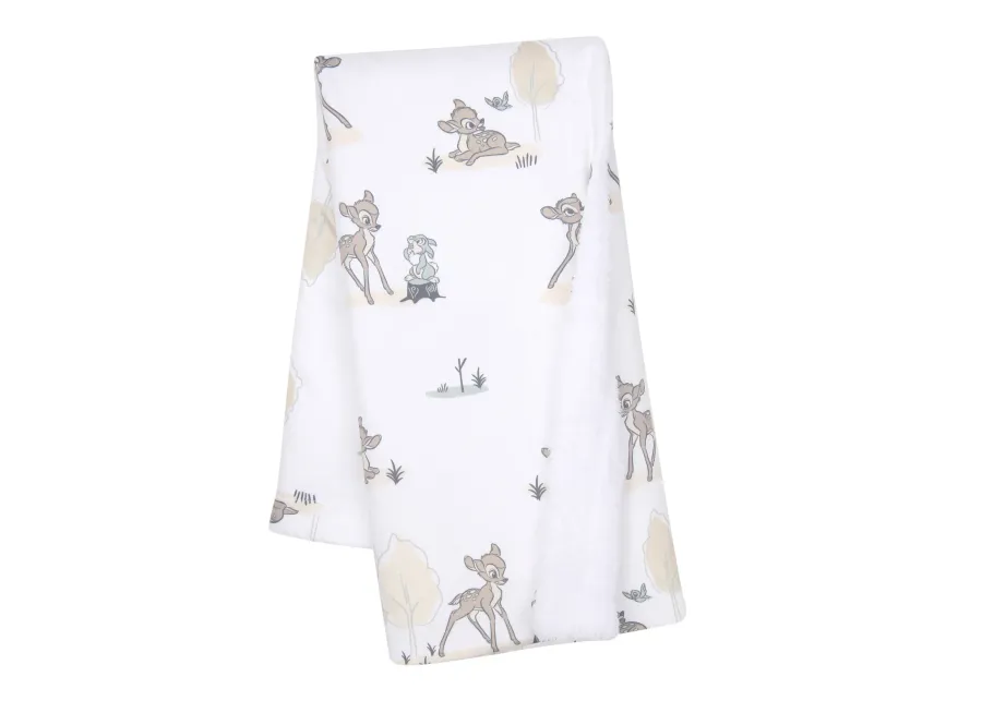 Lambs & Ivy Disney Baby Bambi & Thumper White Minky/Fleece Deer Baby Blanket