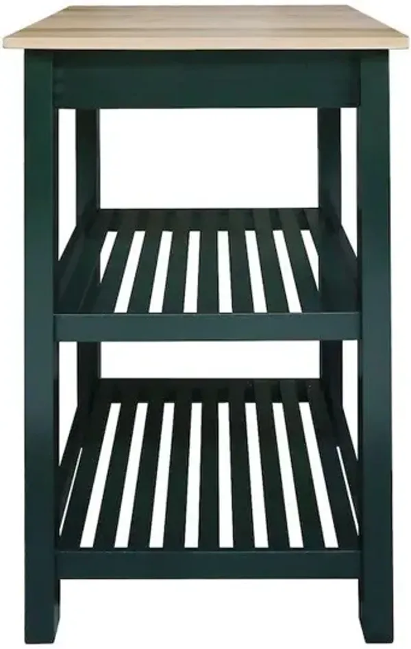 Sunrise Kitchen Island with Solid Wood Top, Hunter Green