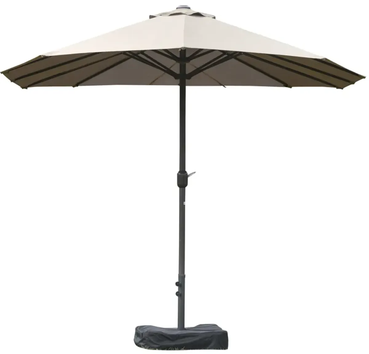 Outsunny Patio Umbrella 15' Steel Rectangular Outdoor Double Sided Market with base, Sun Protection & Easy Crank for Deck Pool Patio, Coffee