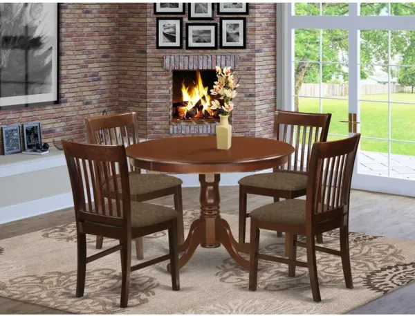 5 Pc set with a Kitchen Table and 4 Dinette Chairs in Mahogany