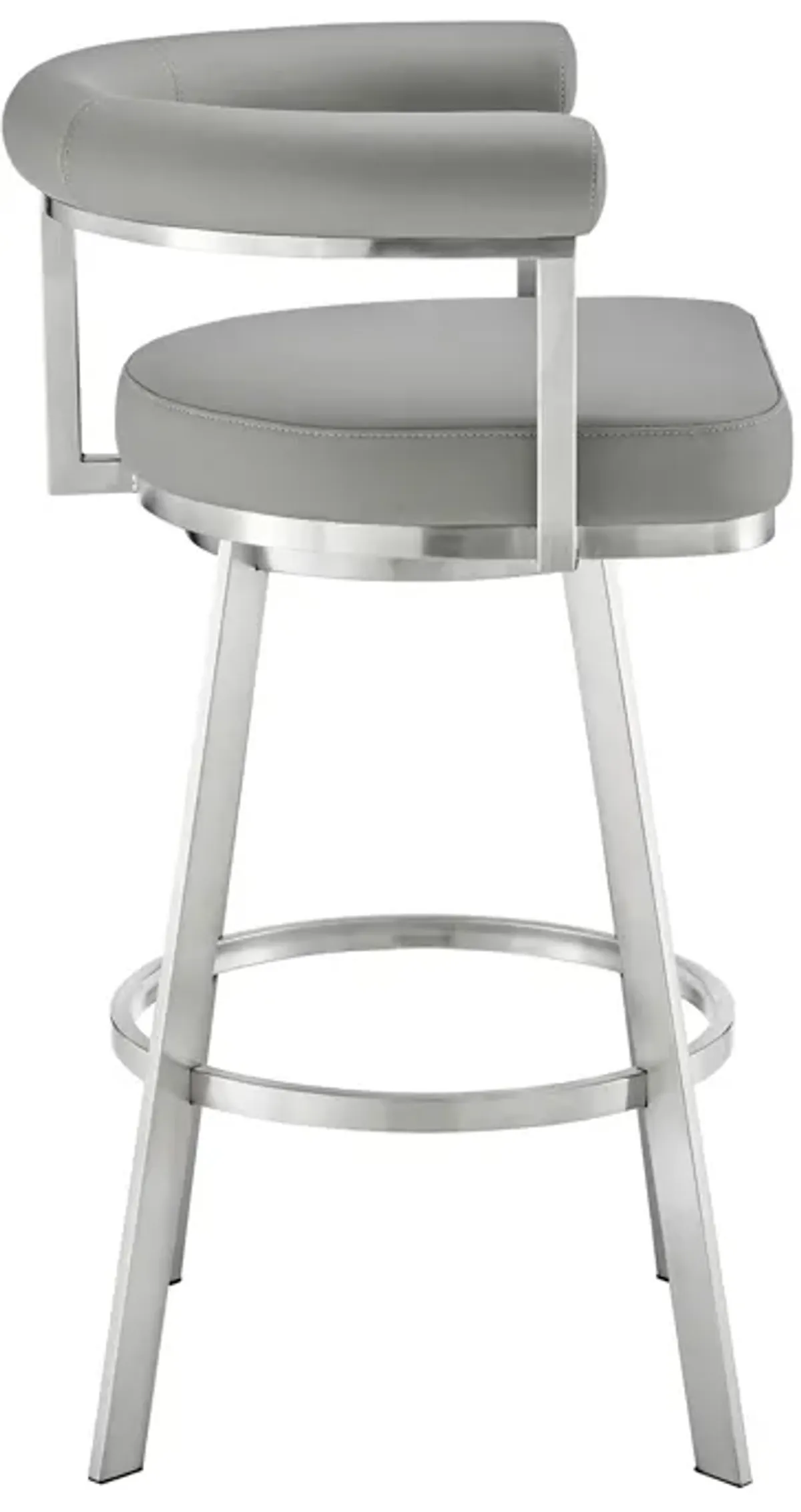 Nolagam Swivel Stool in Brushed Stainless Steel with Black Faux Leather