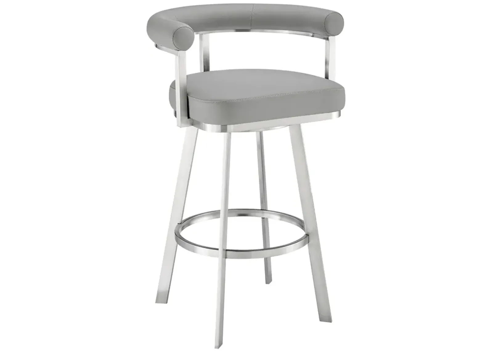 Nolagam Swivel Stool in Brushed Stainless Steel with Black Faux Leather