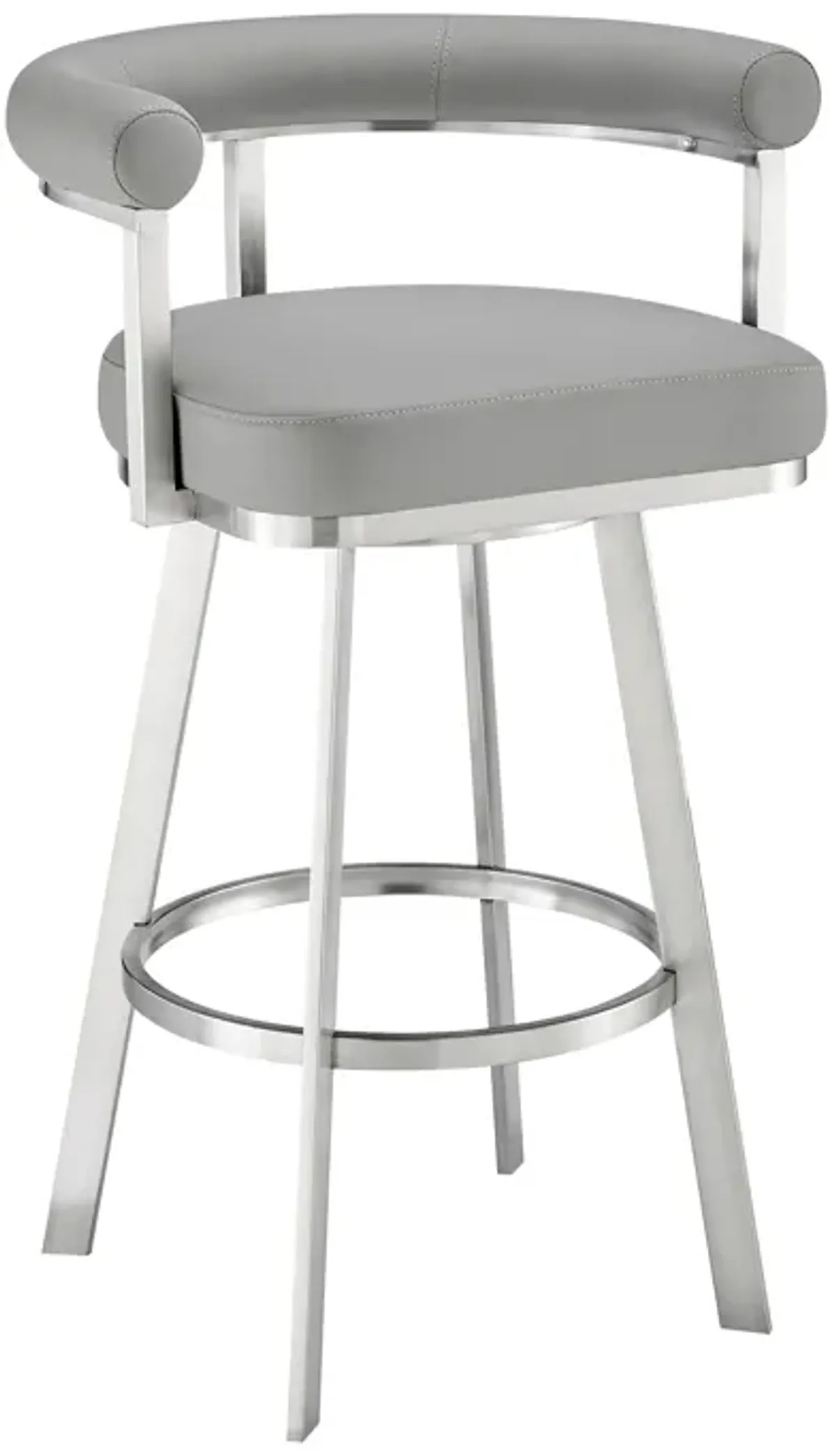 Nolagam Swivel Stool in Brushed Stainless Steel with Black Faux Leather