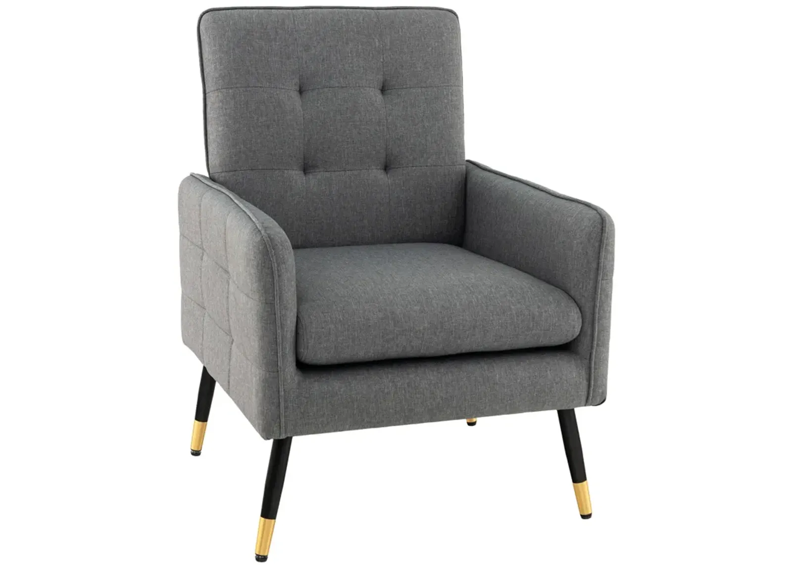 Linen Fabric Accent Chair with Removable Seat Cushion