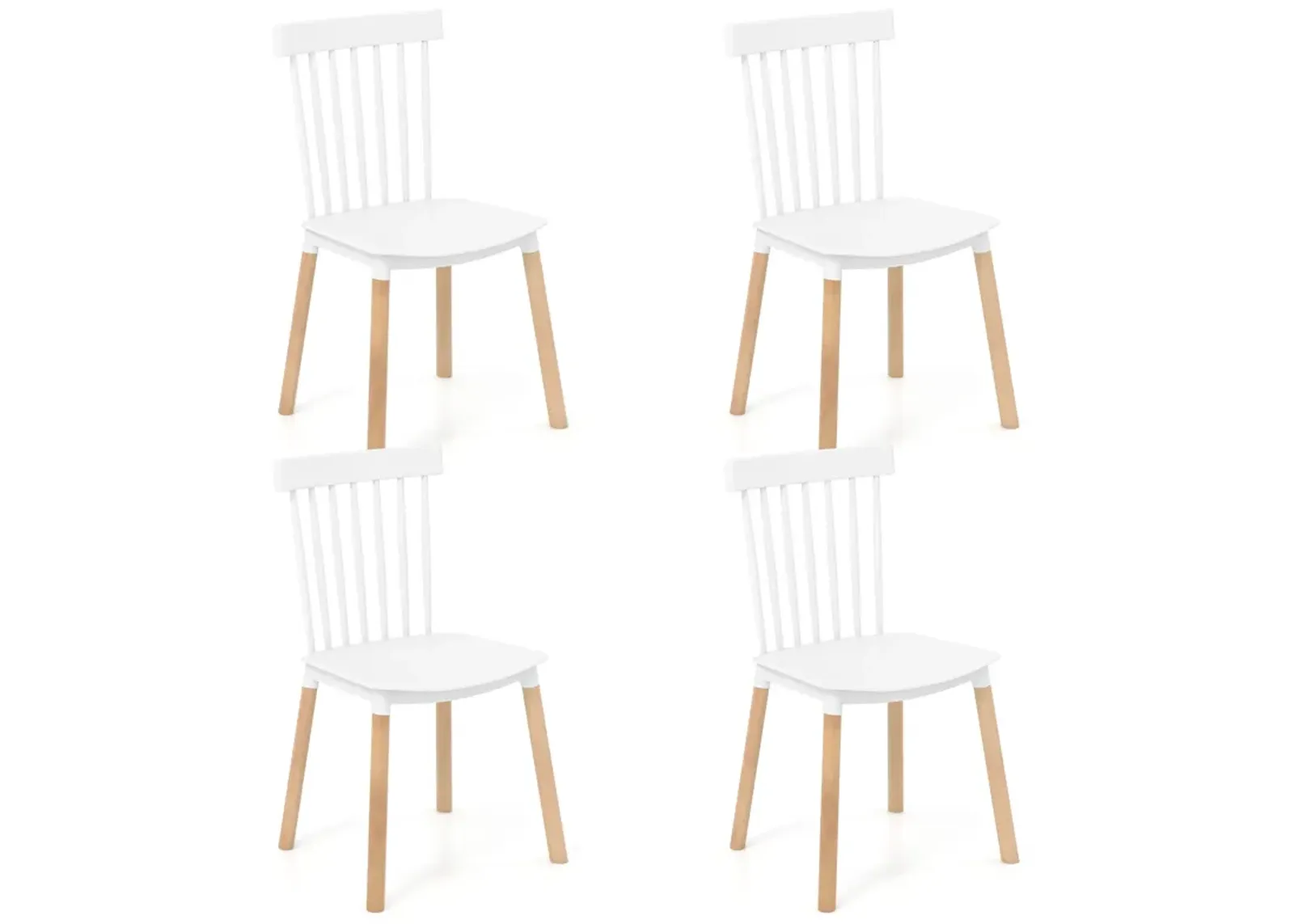 Set of 4 Windsor Dining Chairs with Spindle Backs and Curved Seats