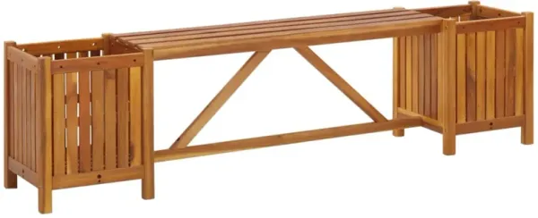 vidaXL Garden Bench with 2 Planters 59.1"x11.8"x15.7" Solid Acacia Wood