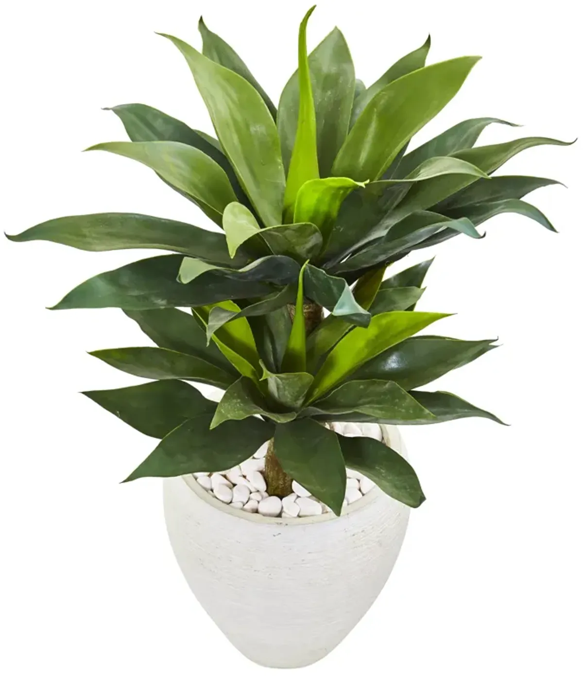 Hivvago 33" Double Agave Succulent Artificial Plant in White Planter
