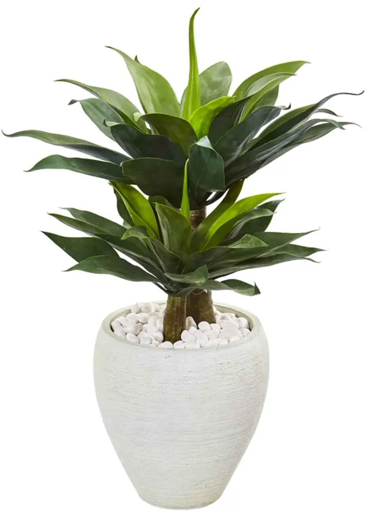 Hivvago 33" Double Agave Succulent Artificial Plant in White Planter