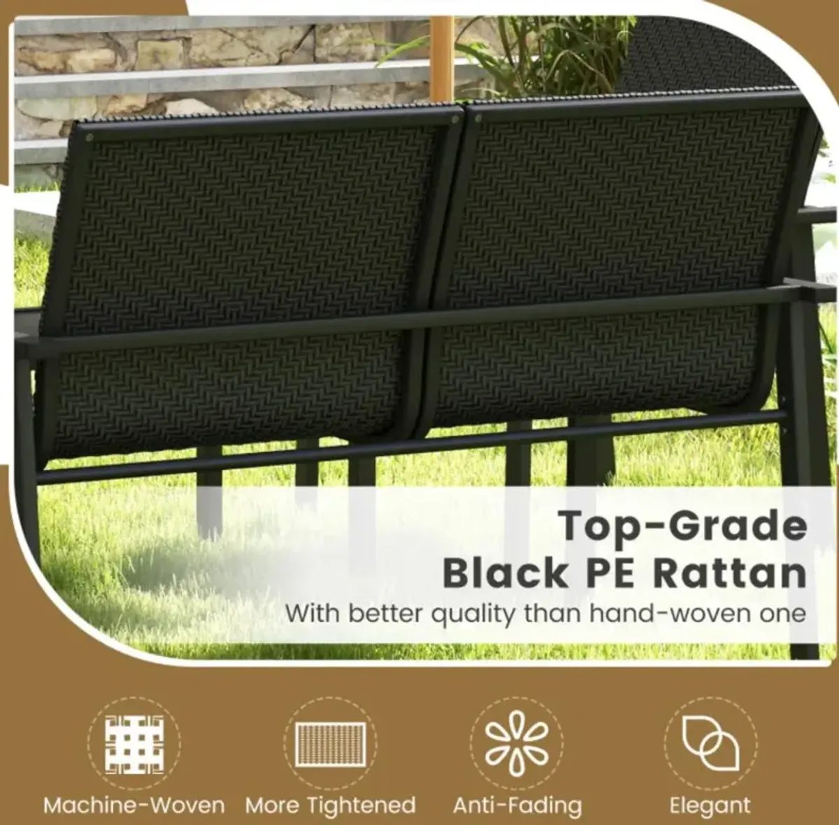 Hivvago 4 Pieces Patio Furniture Set with Heavy Duty Galvanized Metal Frame