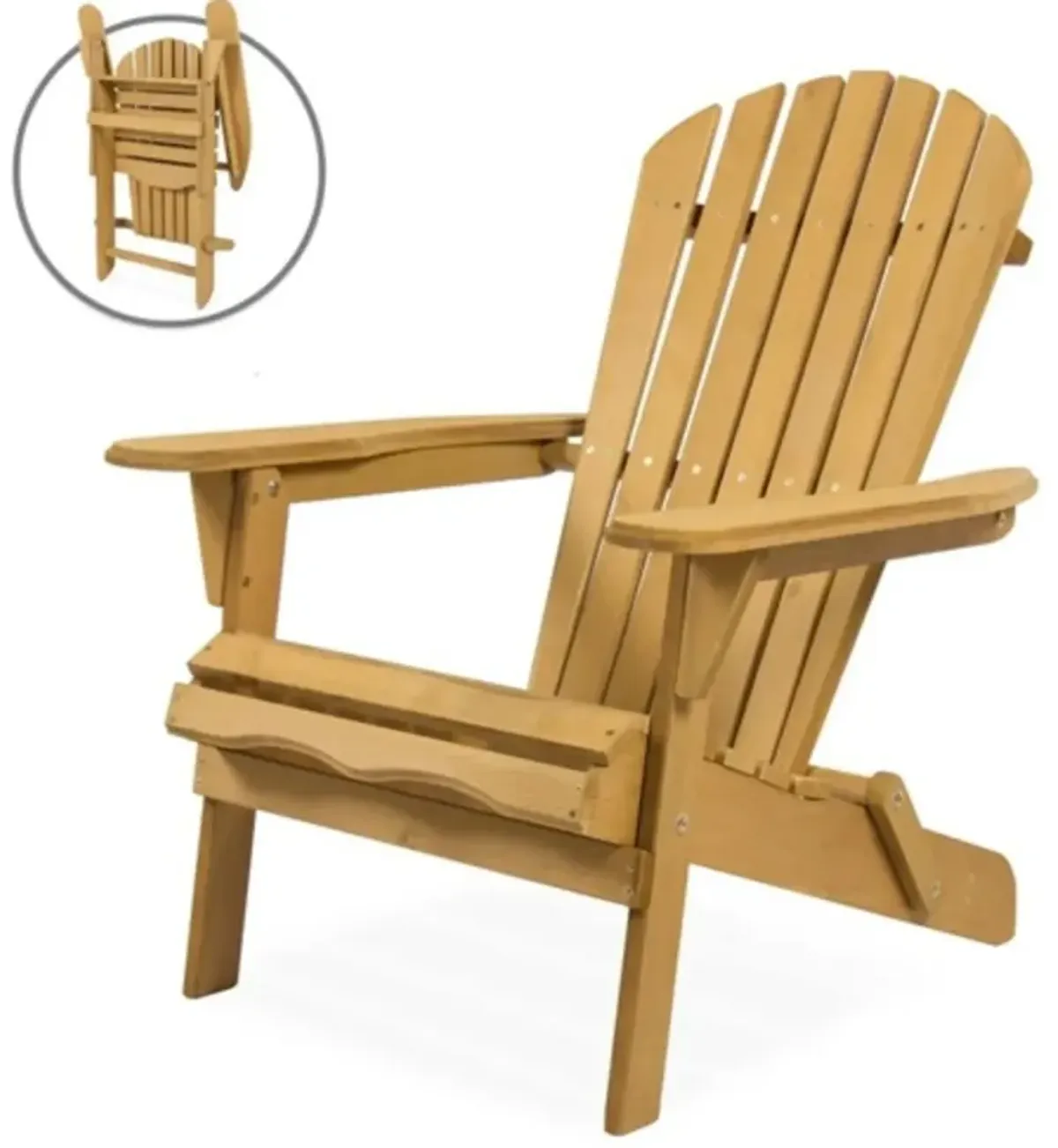 Hivvago All Weather Adirondack Large Foldable Chair Natural Finish