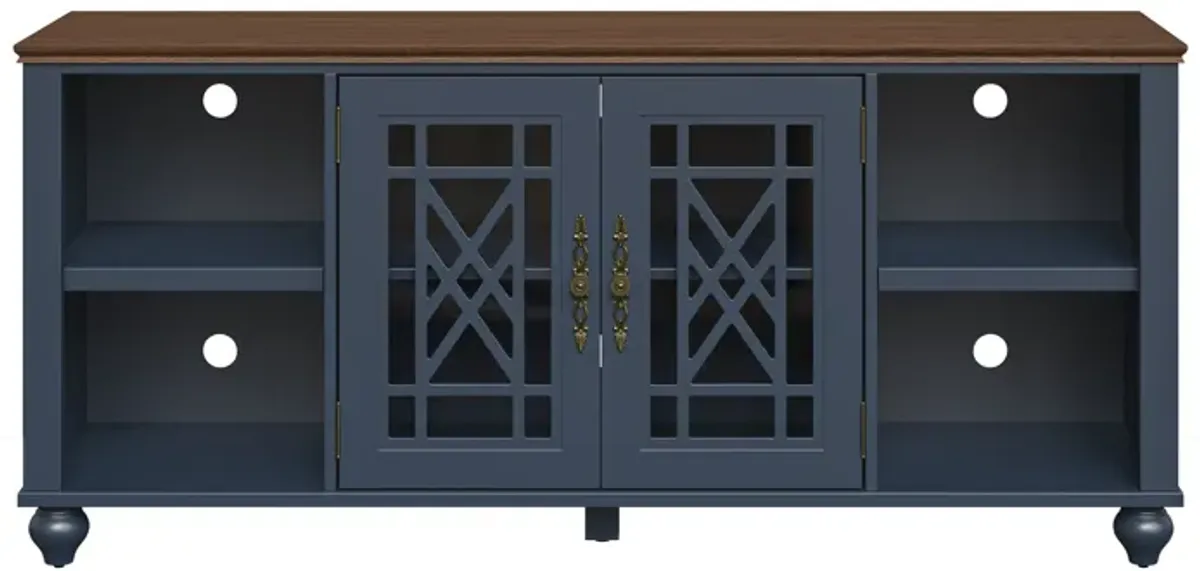 FESTIVO 60" Vintage Style TV Stand with Carved Doors for TVs Up to 70"