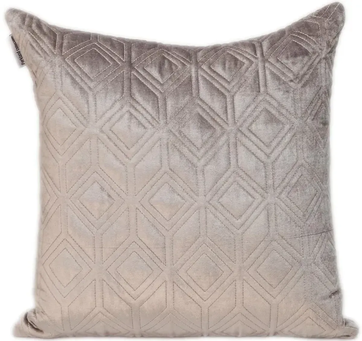 20" Taupe Quilted Retro Pattern Throw Pillow
