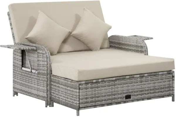 Woven Outdoor Lounge: 2-Seater Rattan Sofa with Storage