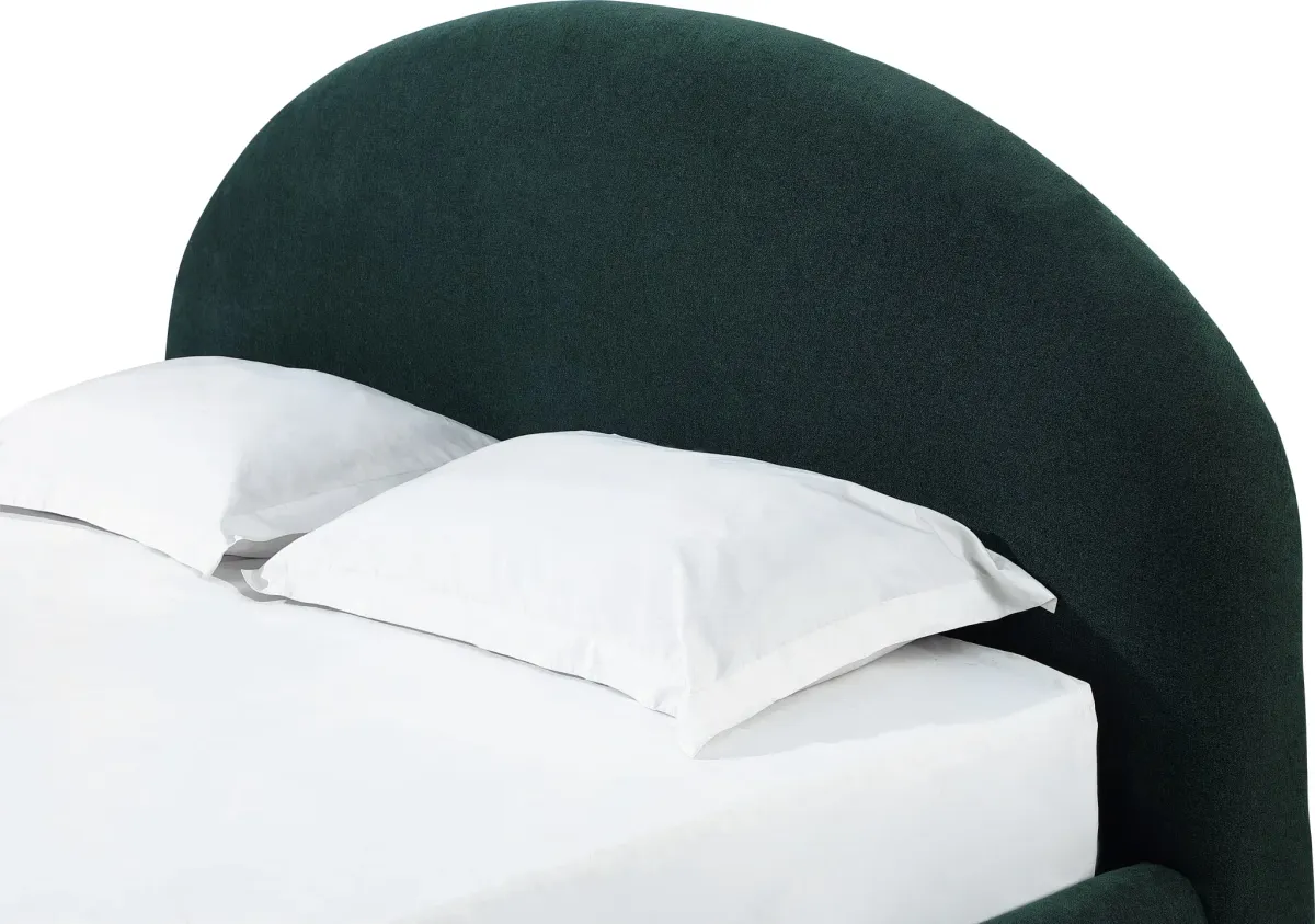 Flex California King-size Upholstered Bed in Emerald Chenille