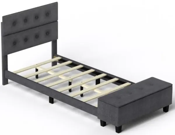 Hivvago Twin/Full/Queen Upholstered Bed Frame with Ottoman Storage