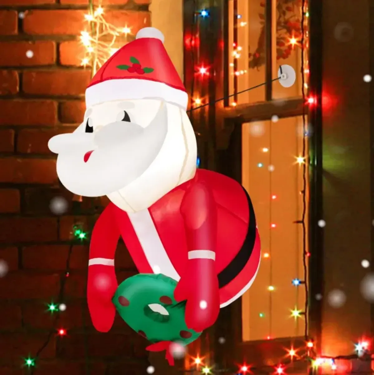 Hivvago 3.3 Feet Lighted Inflatable Santa Claus Broke Out from Window