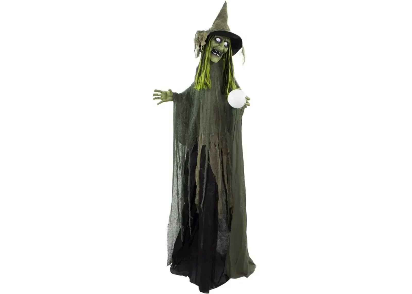 Haunted Hill Farm 72 Animated Standing Green Witch w/Globe