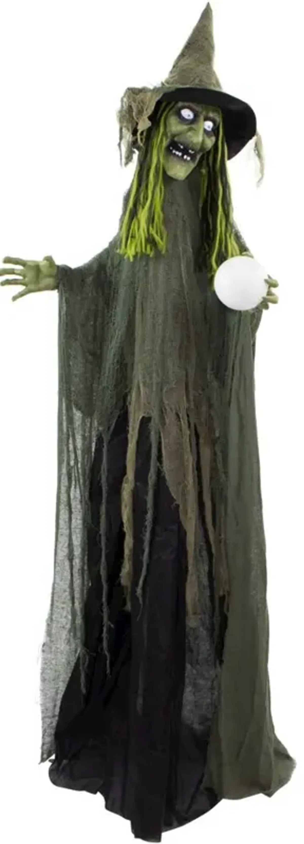 Haunted Hill Farm 72 Animated Standing Green Witch w/Globe