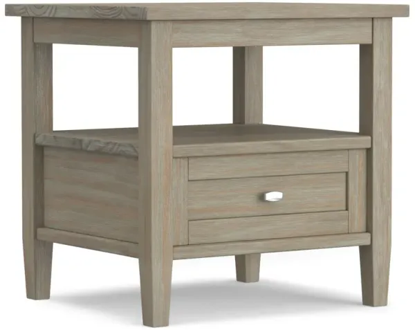 Warm Shaker SOLID WOOD 20 inch Wide Rectangle Transitional End Side Table in Distressed Grey