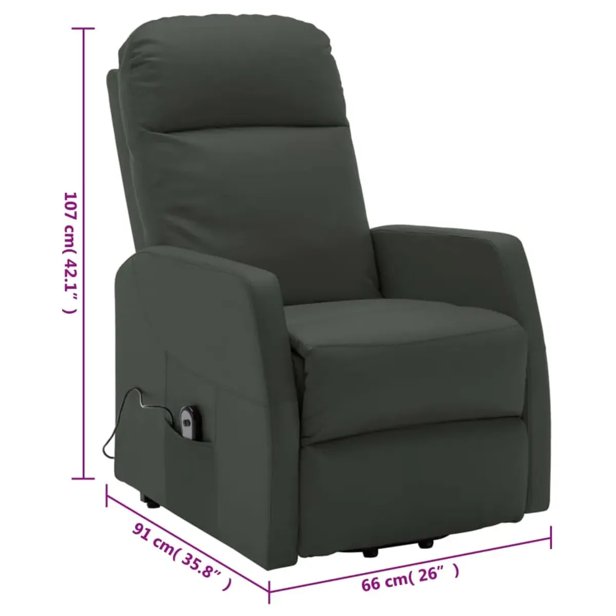 Power Lift Massage Recliner Anthracite Faux Leather