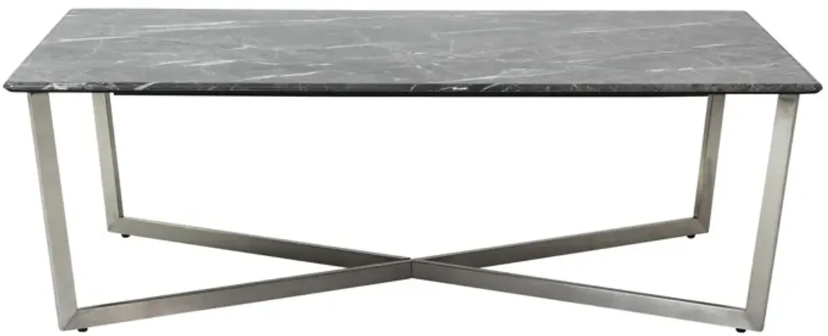 Black on Stainless Faux Marble Coffee Table