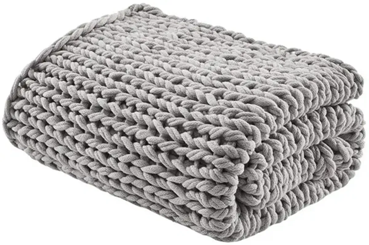 Belen Kox Cozy Grey Chunky Knit Throw, Belen Kox