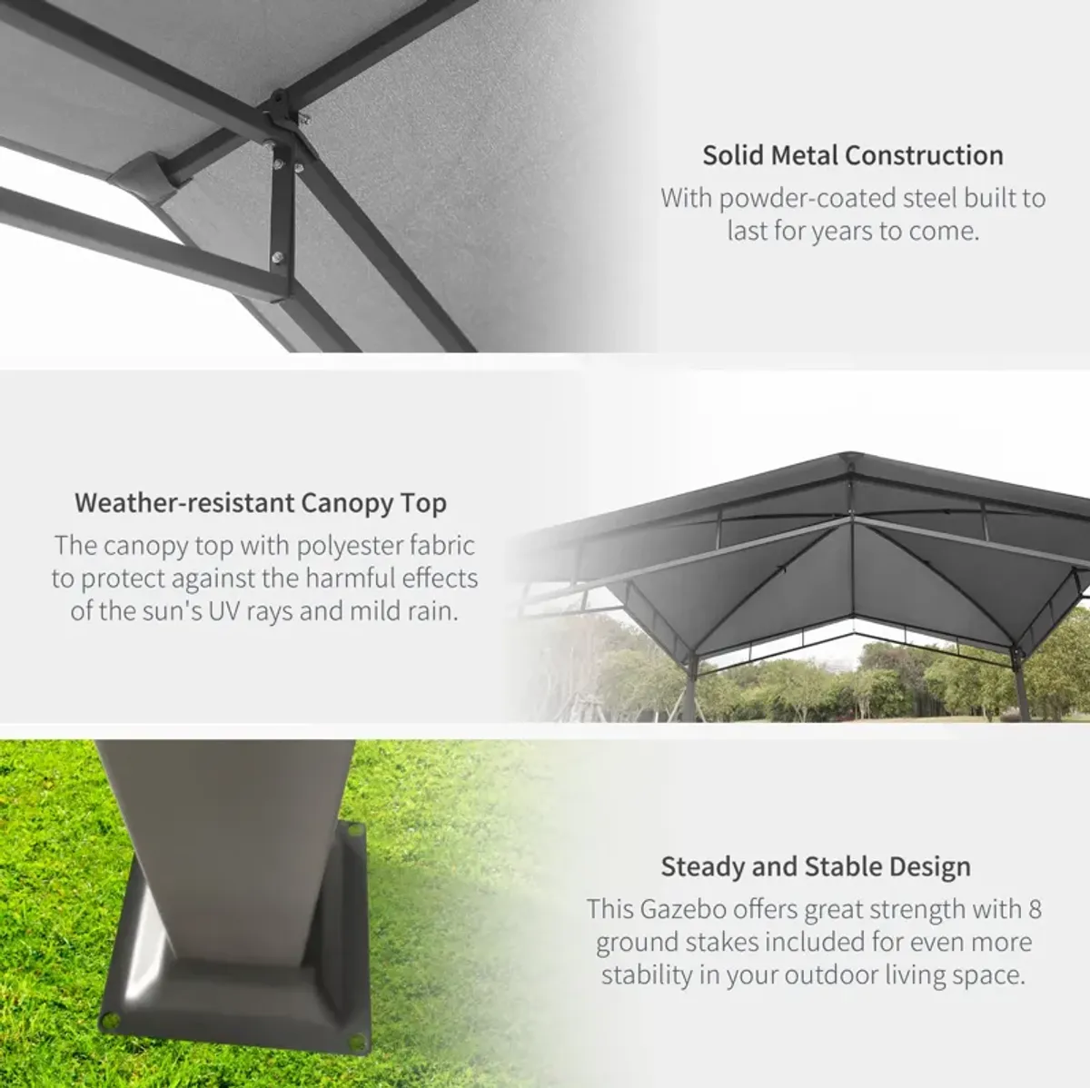 Grey Geometric Canopy: 10'x10' Soft Top Patio Gazebo with Unique Design