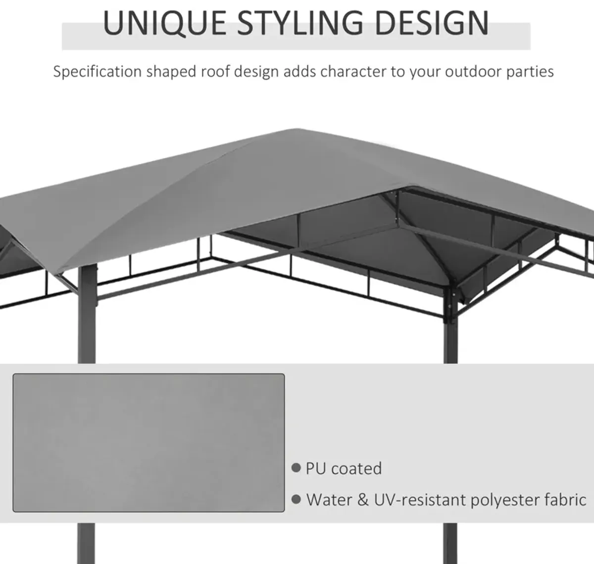 Grey Geometric Canopy: 10'x10' Soft Top Patio Gazebo with Unique Design