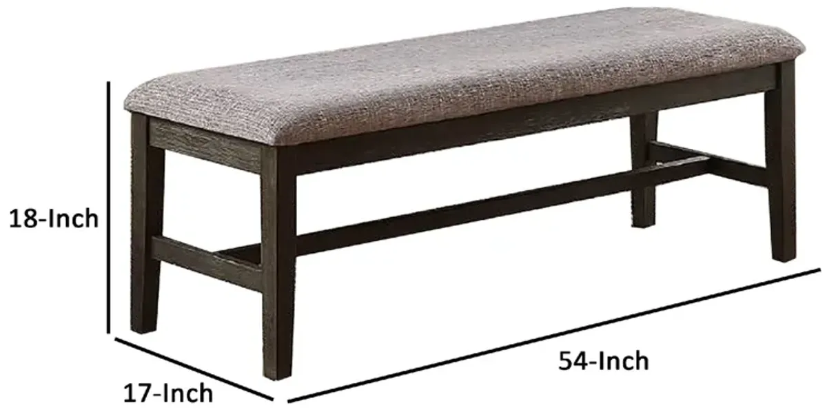 Dining Bench with Fabric Upholstery and Cushioned Seat, Brown-Benzara