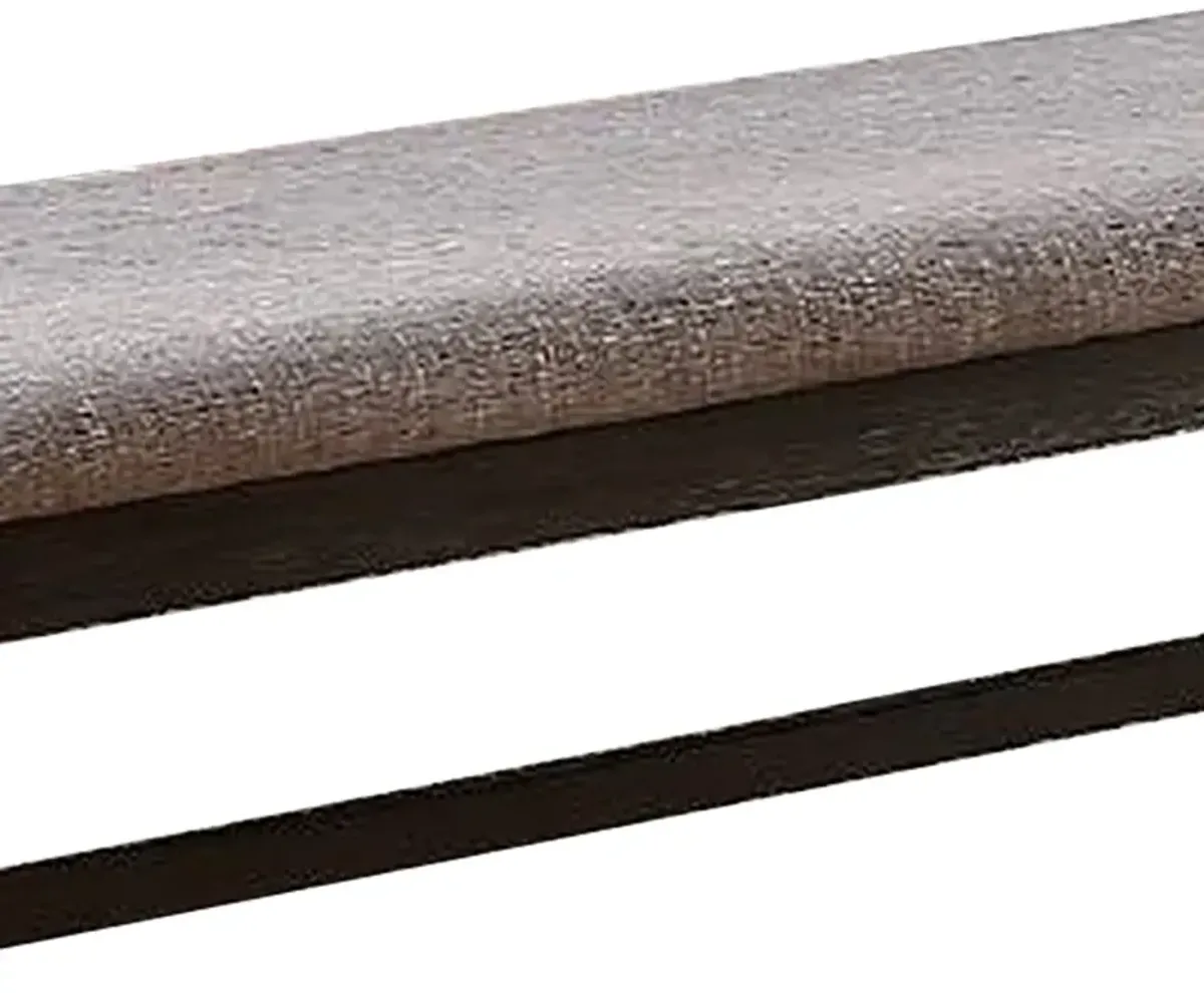 Dining Bench with Fabric Upholstery and Cushioned Seat, Brown-Benzara