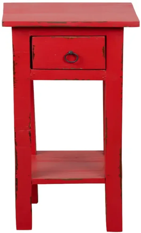 Shabby Chic Cottage 11.8 in. Square Solid Wood End Table with 1 Drawer