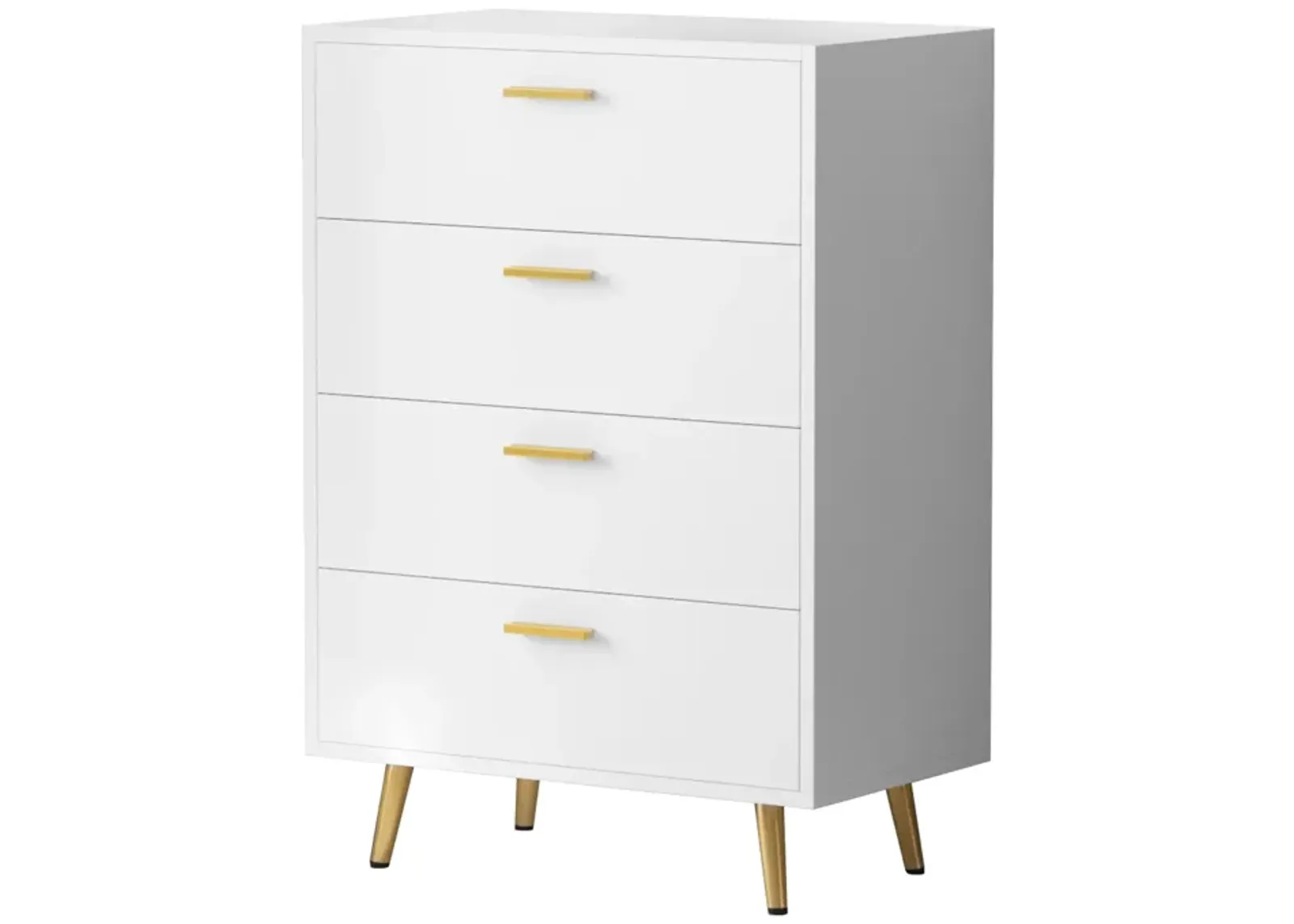 4-Drawers White Wood Chest of Drawer Accent Storage Cabinet Organizer with Metal Leg 37.5 in. Height