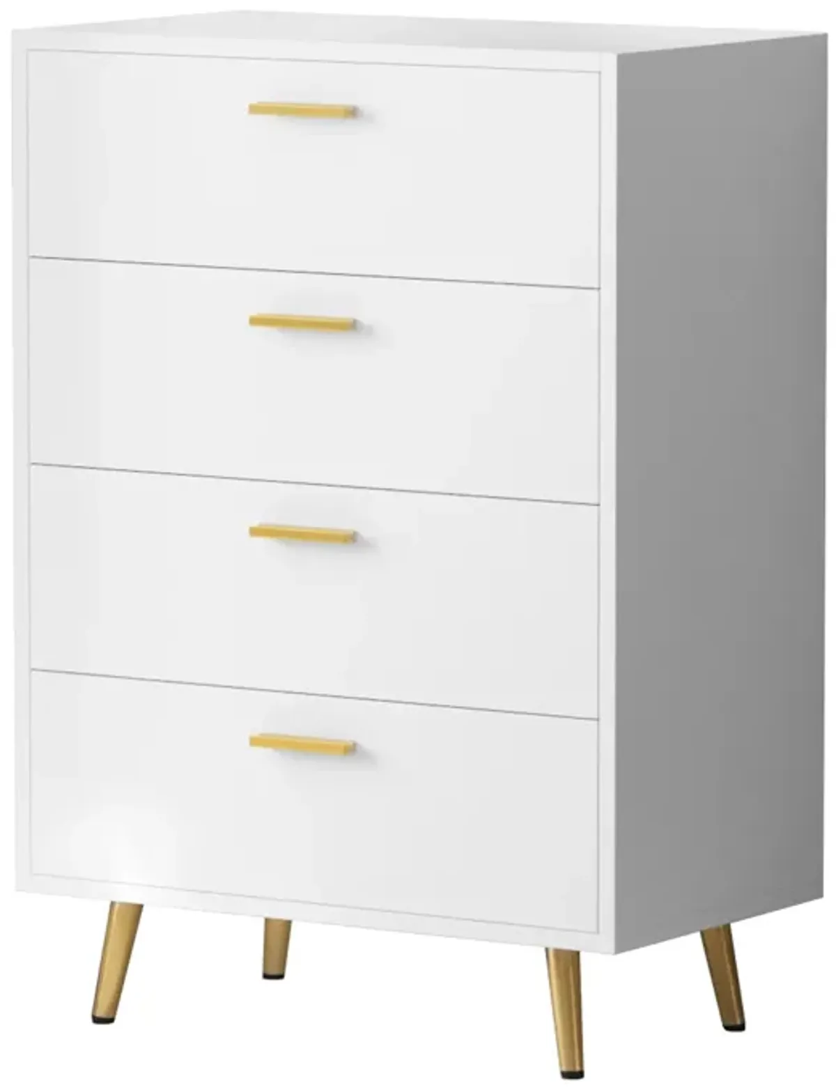 4-Drawers White Wood Chest of Drawer Accent Storage Cabinet Organizer with Metal Leg 37.5 in. Height