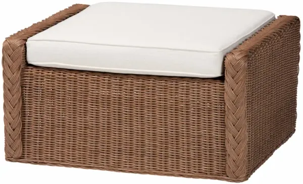 bali & pari Derris Bohemian Peanut Brown Braided Rattan Footstool