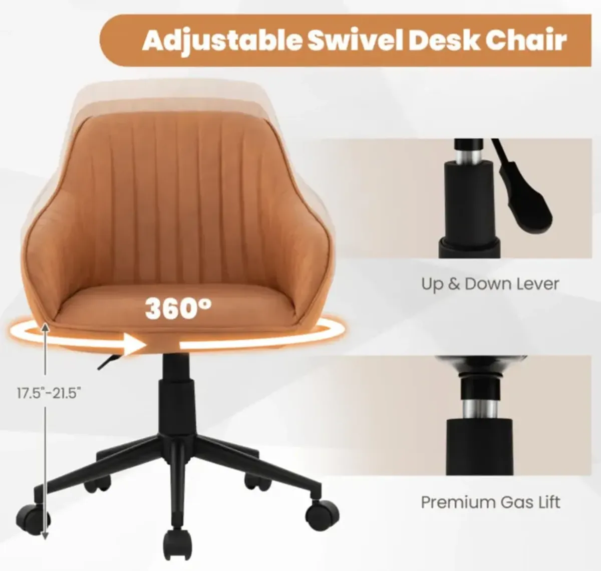 Hivvago Modern Home Office Chair with Curved Backrest and Comfortable Armrests