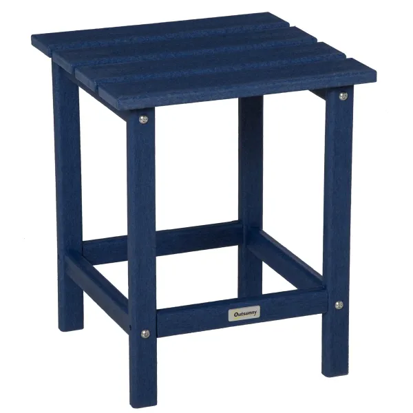 Blue Square End Table: 18" HDPE Plastic Patio Furniture